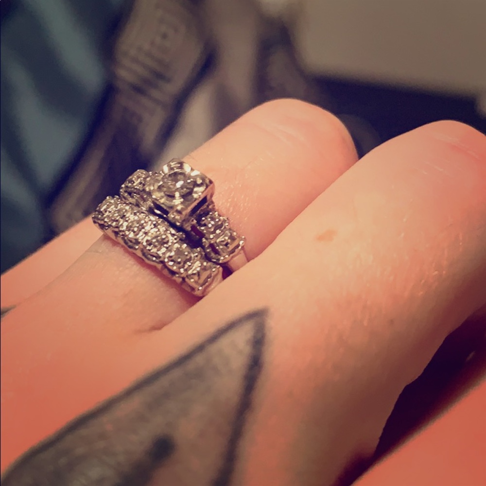 Diamond white gold wedding set